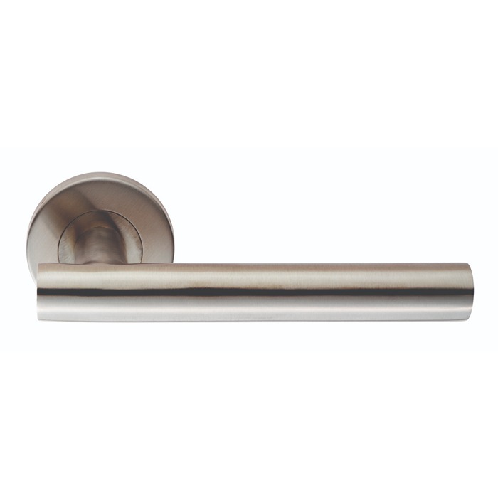 Straight Lever Door Handle on Sprung Rose